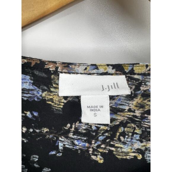 J Jill Shirt Womens Long Sleeve Floral Layered Tunic Top Black Size Small - Picture 3 of 8